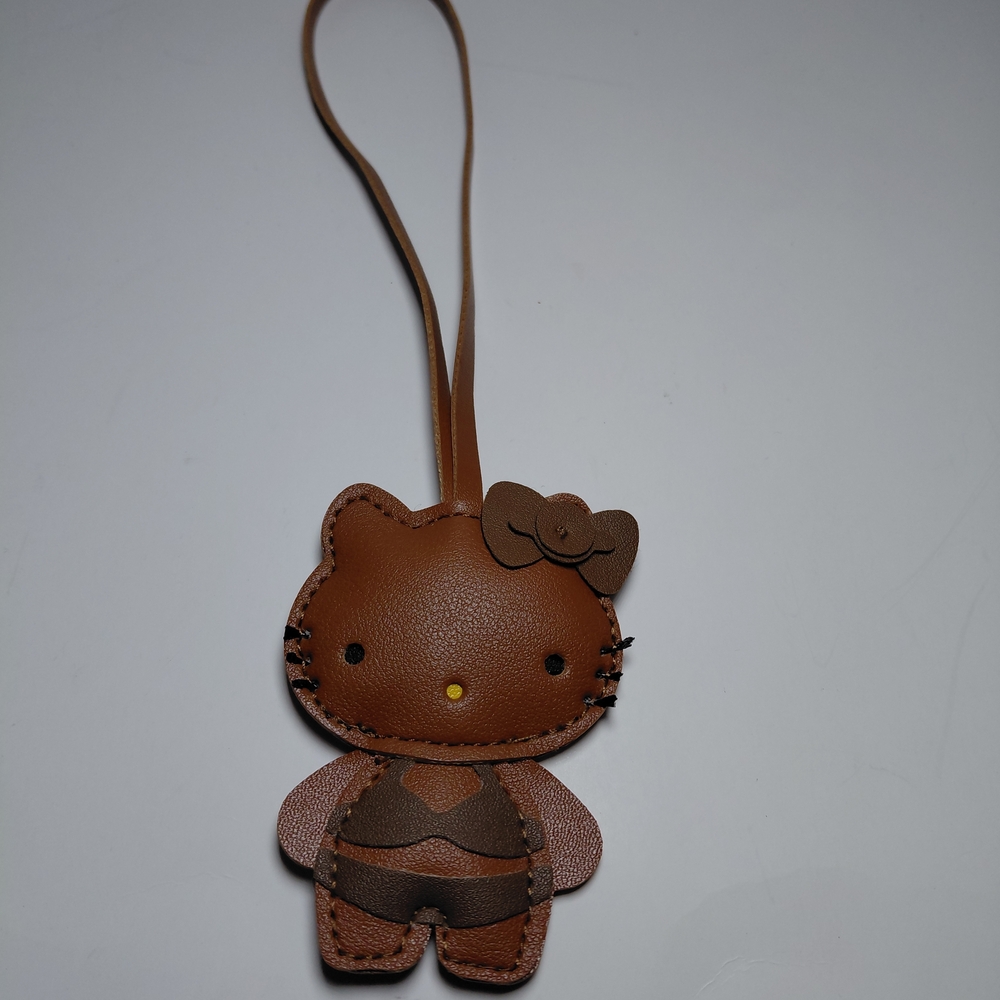 Sanrio Brown Leather Hello Kitty Key Holder/purse Charm
